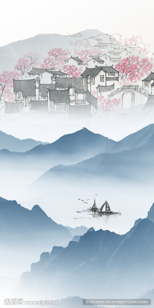 现代意境玄关画 TIF分层