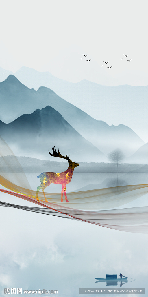 意境中国风玄关画 TIF分层