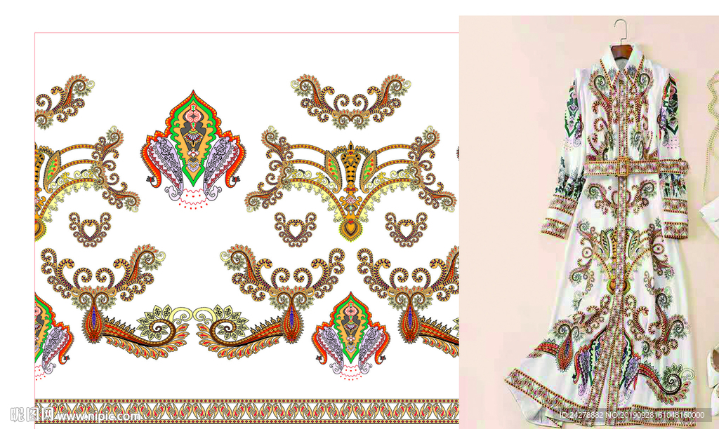 数码印花 裙子 复古风