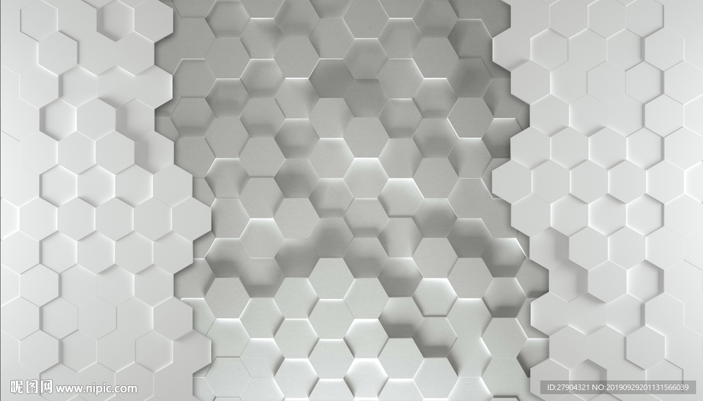 3D立体六边形背景墙