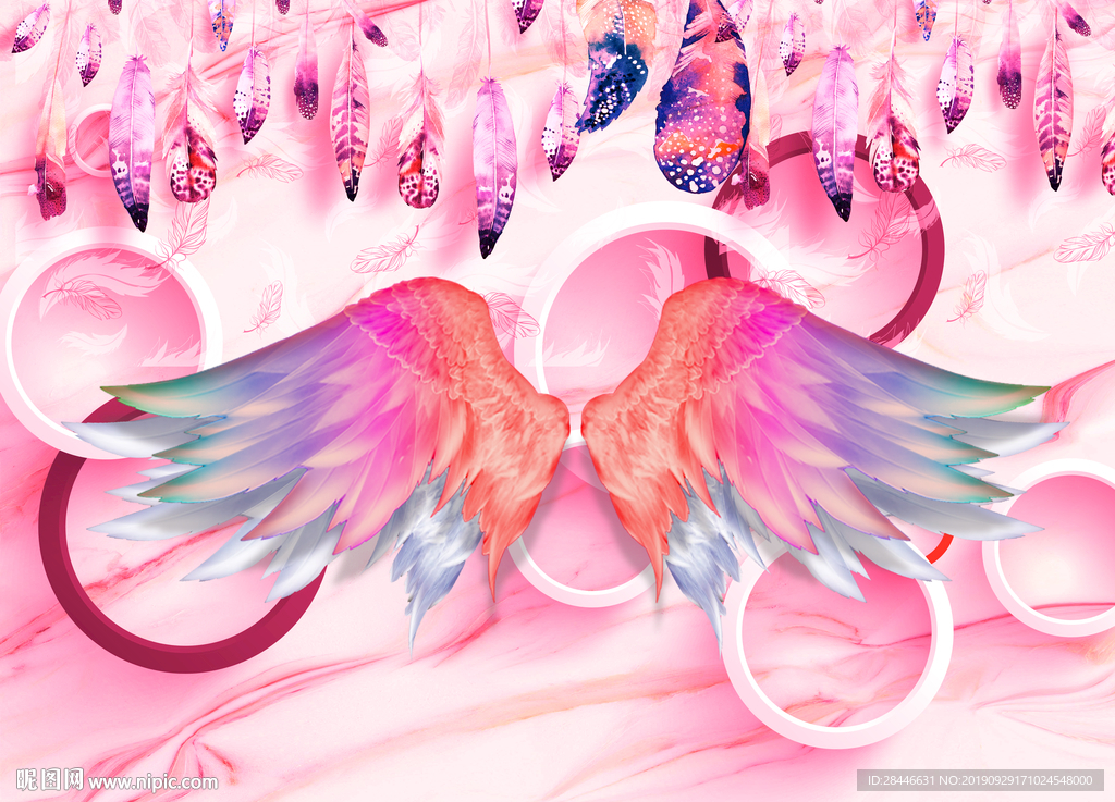 网红拍照翅膀背景墙