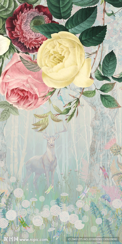 现代欧式花玄关画 TIF分层
