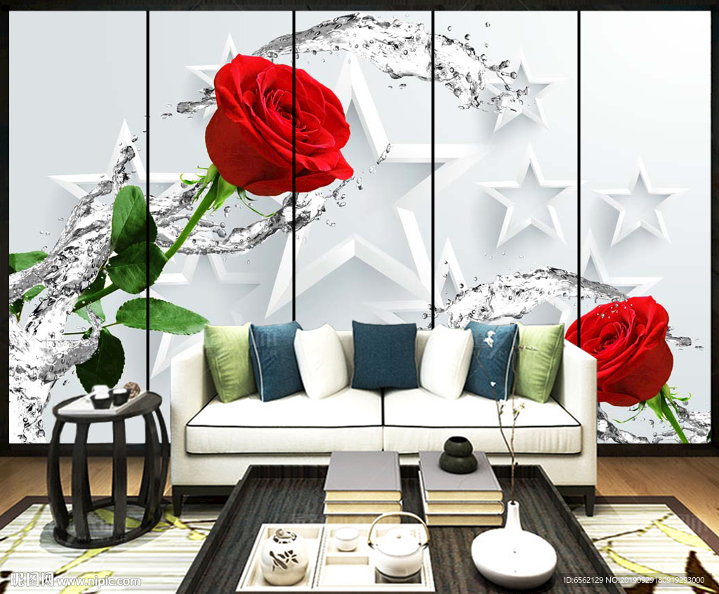 玫瑰3D背景墙