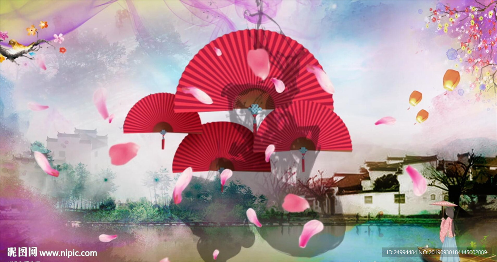 扇子舞蹈背景视频