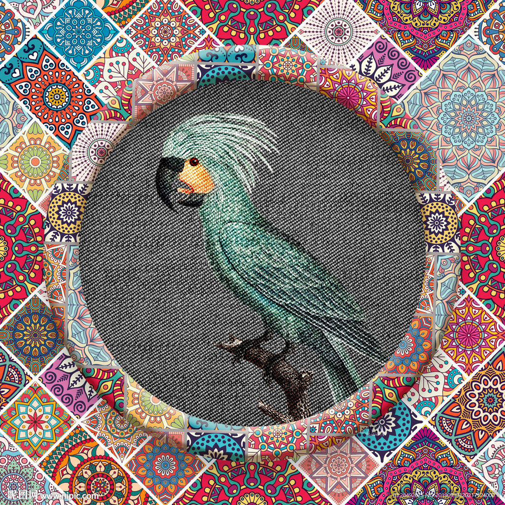 复古鹦鹉装饰画