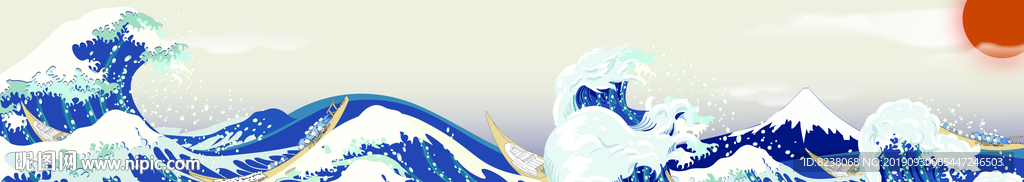 海浪 日式 浮世绘 矢量 大海