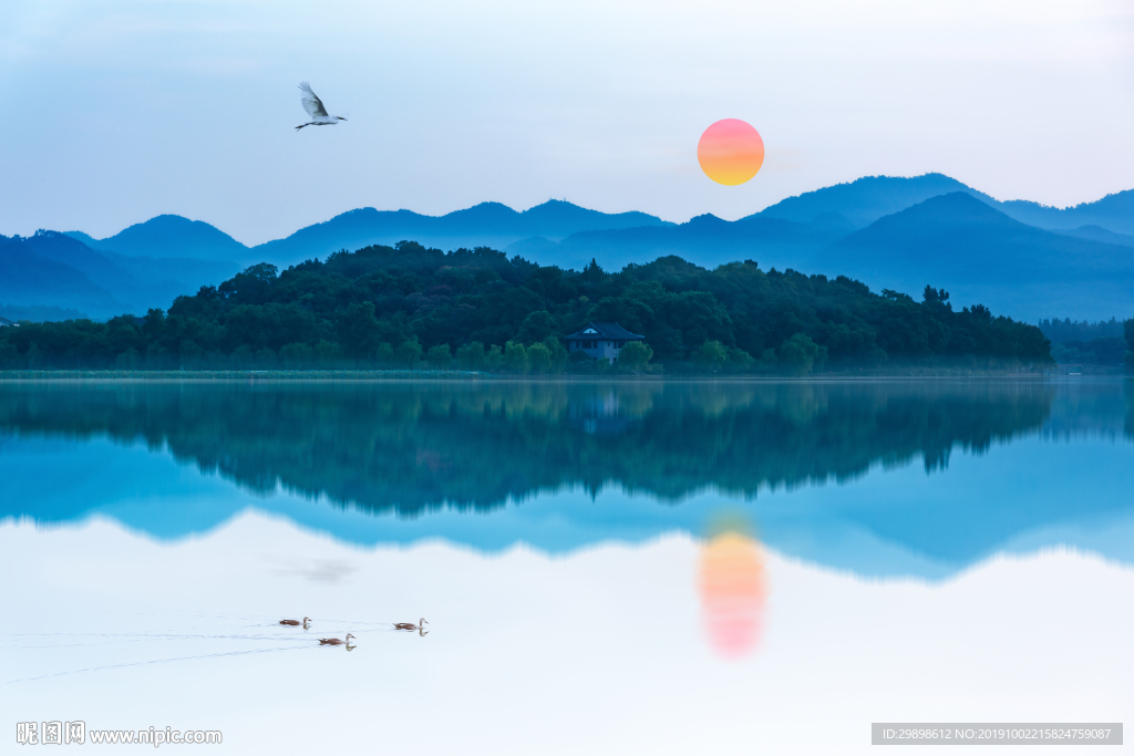 背景素材西湖山水画