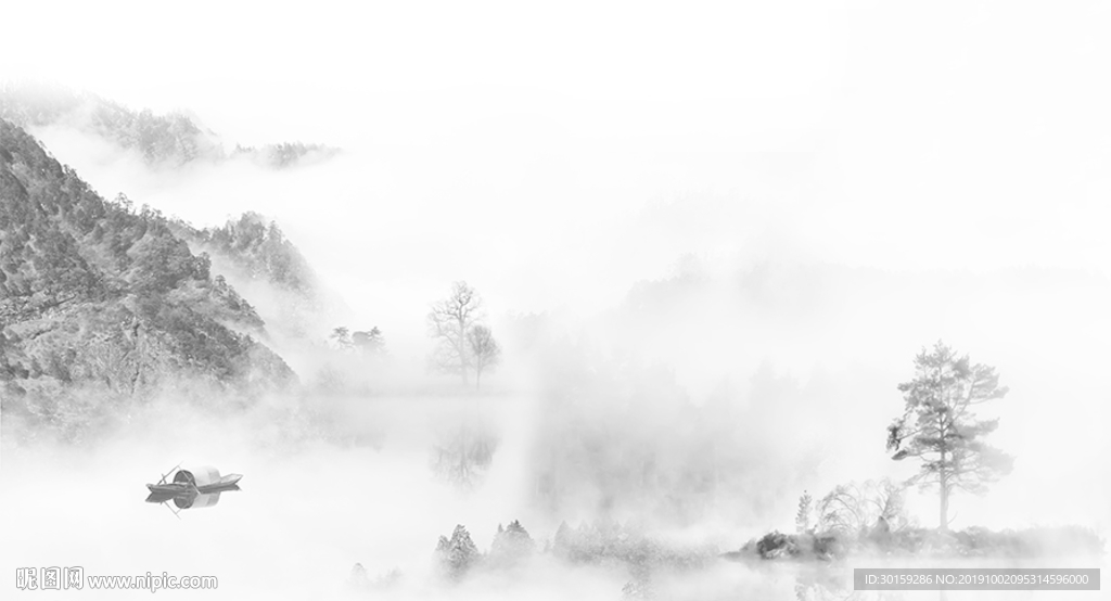 新中式禅意山水背景