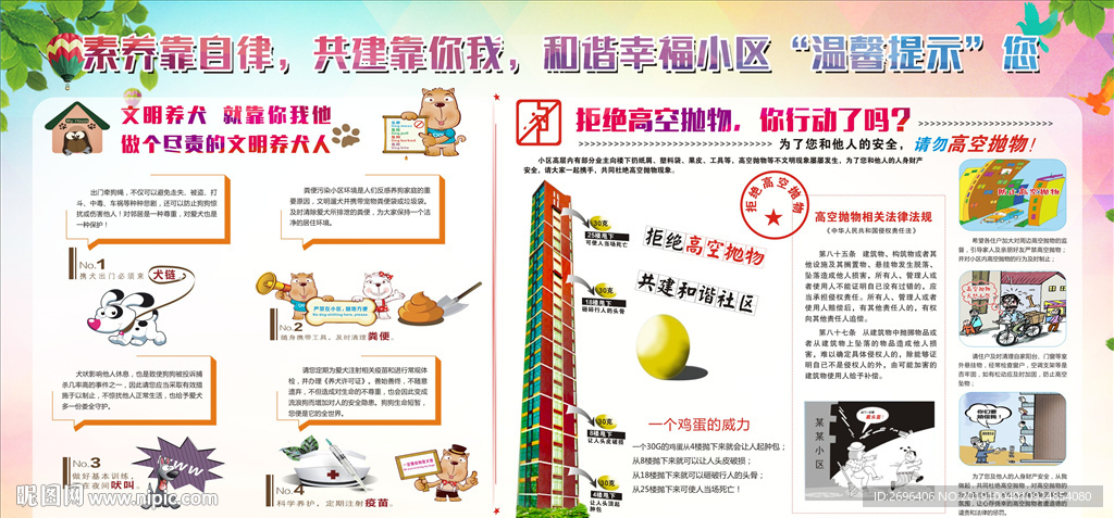 文明养犬拒绝高空抛物板报