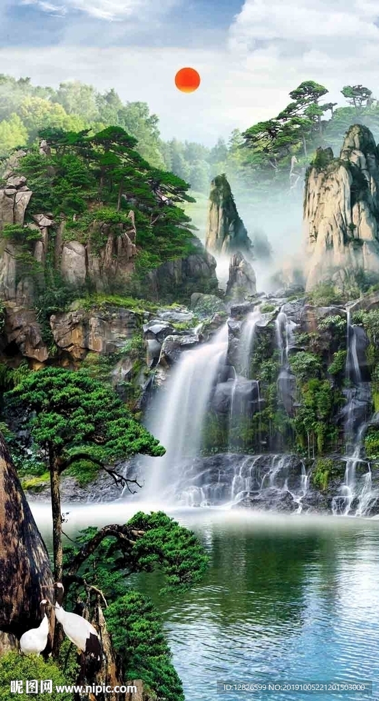 山水竖幅装饰画