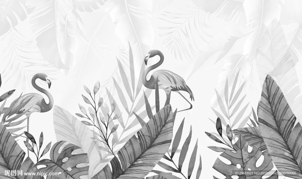 火烈鸟欧式装饰画 TIF分层