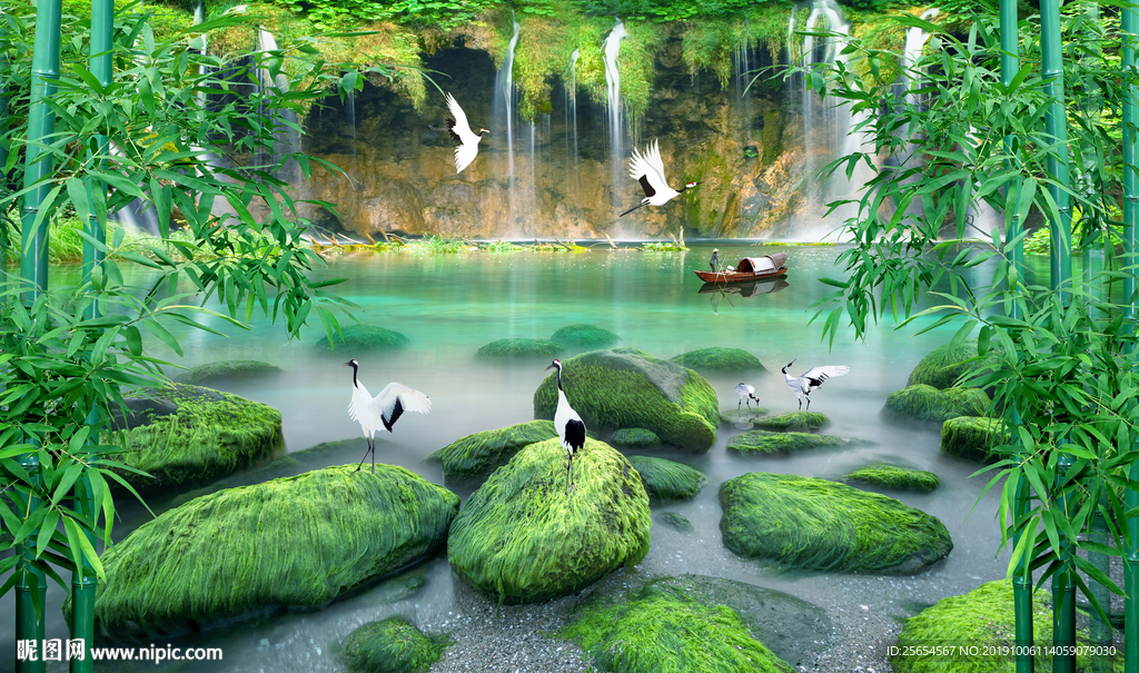 流水生财背景墙