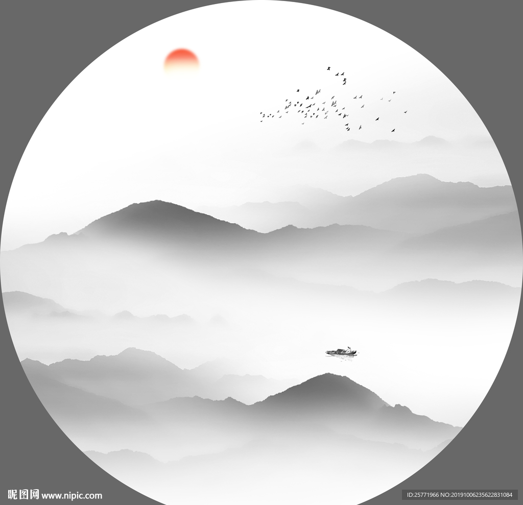 圆形山水