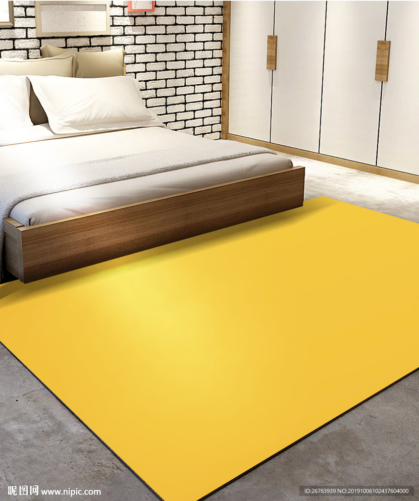 客房卧室床边地毯PSD模板样机
