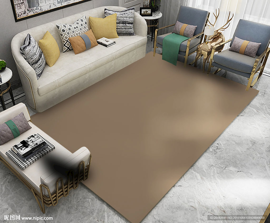 现代简约客厅地毯样机