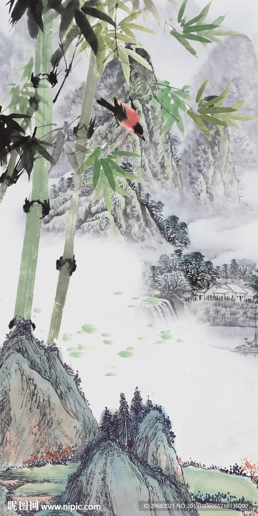 现代 中式新山水画 TIF分层