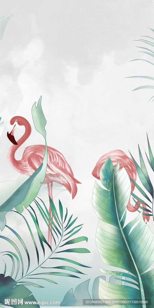 火烈鸟装饰玄关画 TIF分层