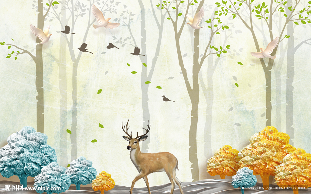 北欧森林麋鹿 TIF分层