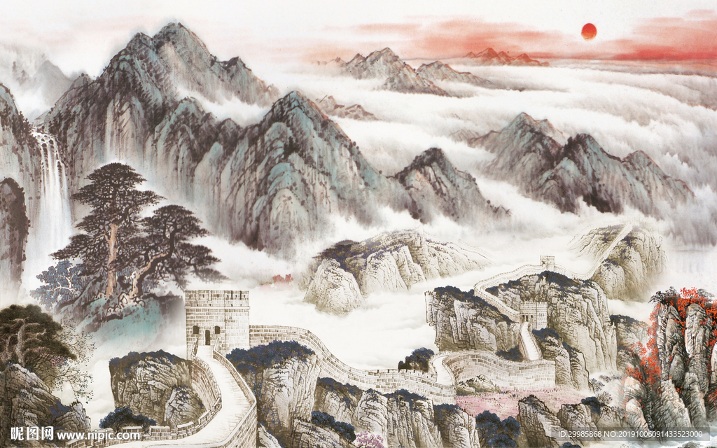 国画风景新山水画 TIF分层