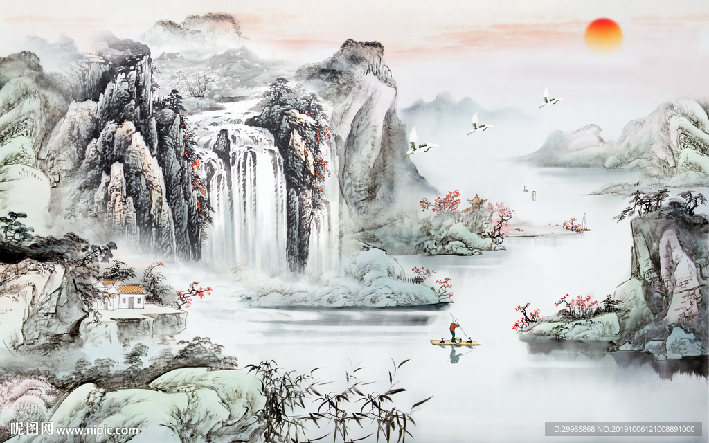 中式风景新山水画 TIF分层