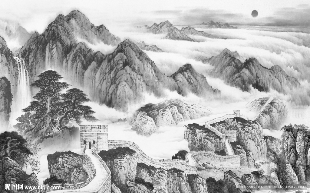 大气山水装饰画 TIF分层