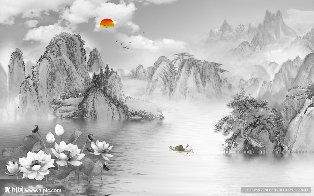 高清山水装饰画 TIF分层