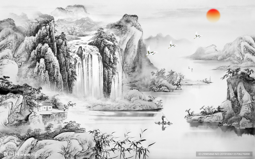 新品山水装饰画 TIF分层