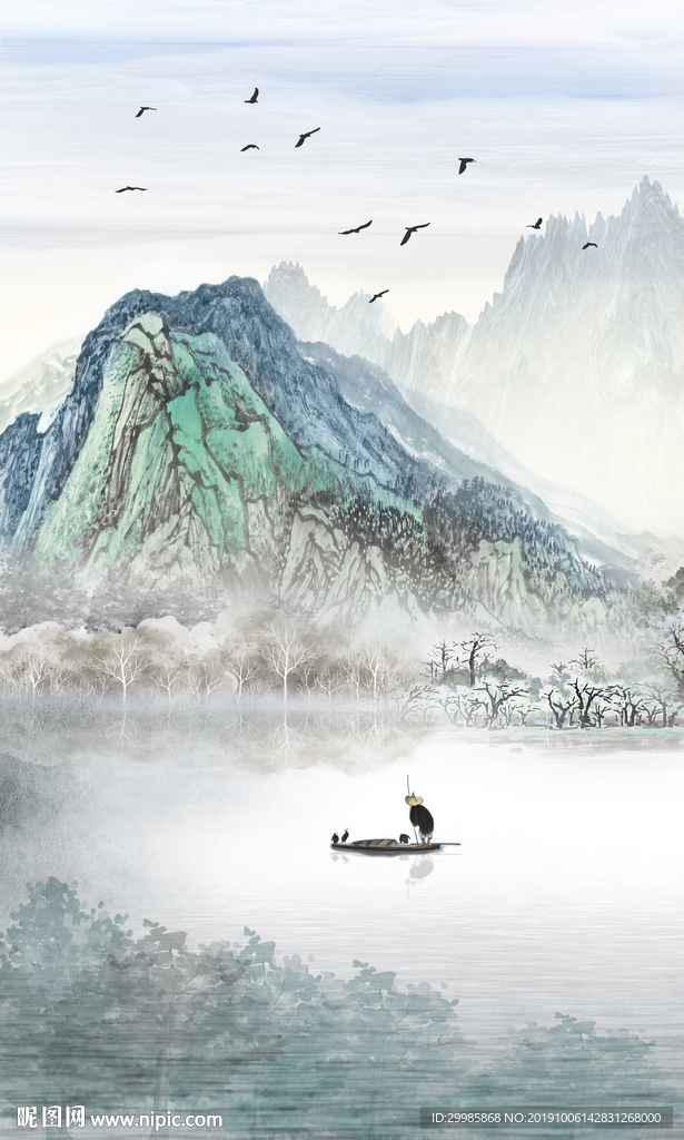 精美山水玄关画 TIF分层画