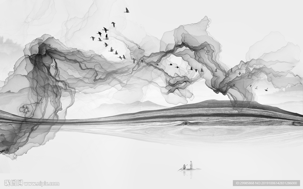 线条山水装饰画 TIF分层