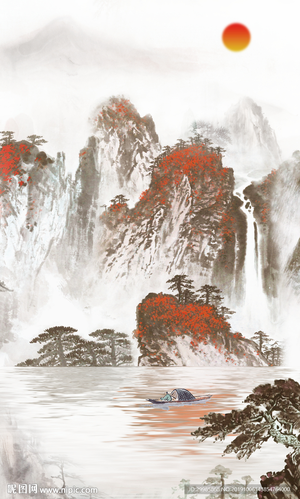 简约山水玄关画 TIF分层画