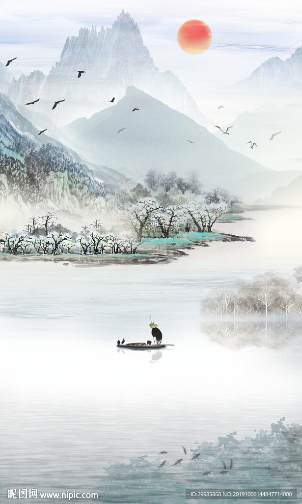 大气山水玄关画 TIF分层画