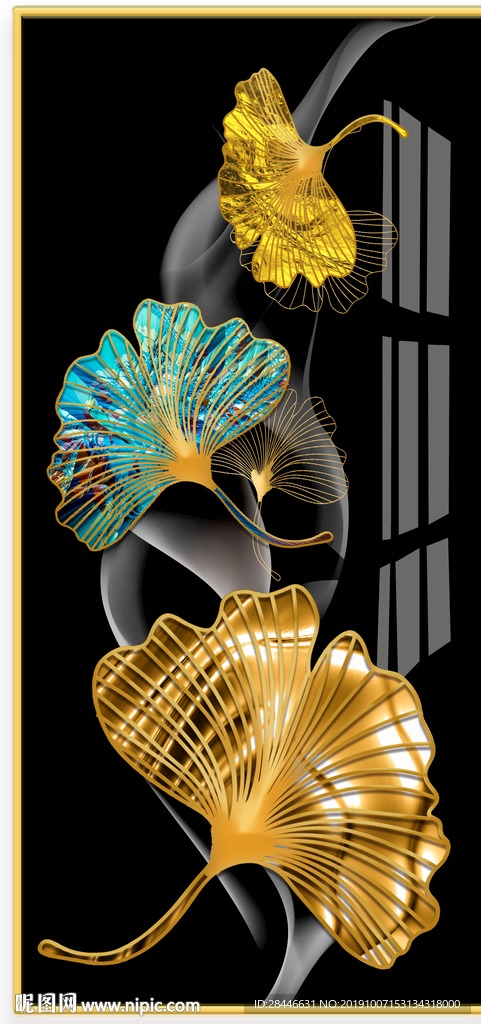 北欧轻奢银杏叶装饰画