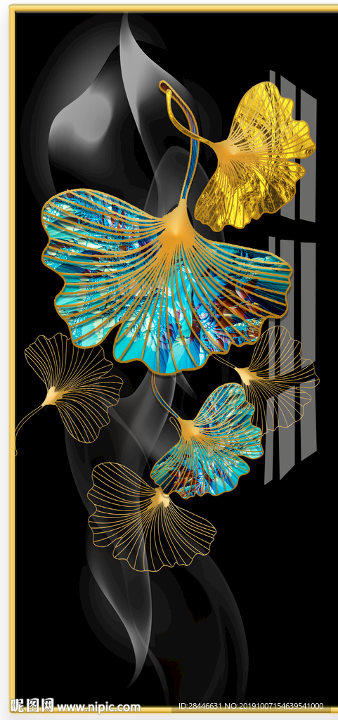 北欧轻奢银杏叶装饰画