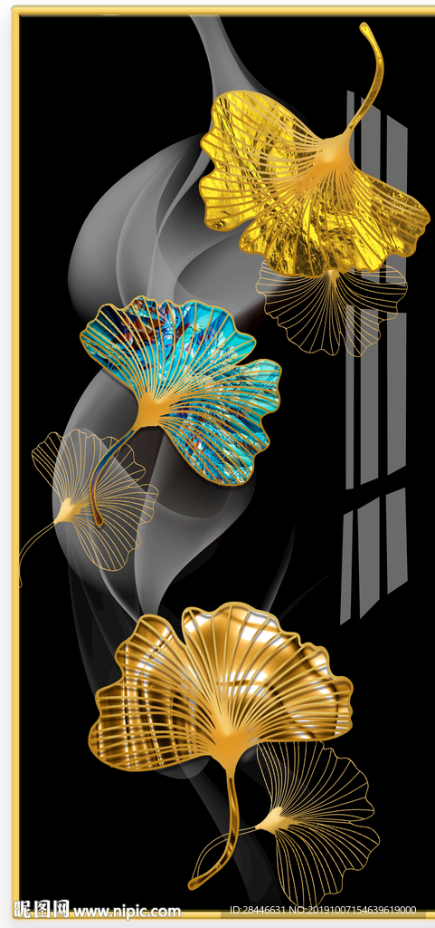 北欧轻奢银杏叶装饰画