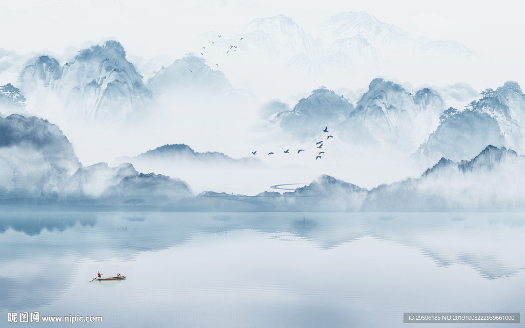 远山近水背景墙 TIF分层