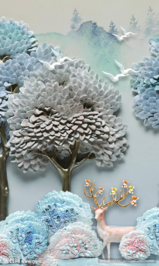 欧式麋鹿 TIF分层 梅