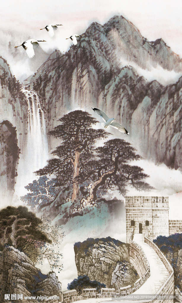 高清 中国风山水画 TIF分层