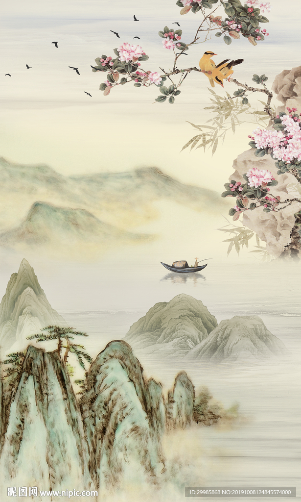 国画禅意山水画 TIF分层