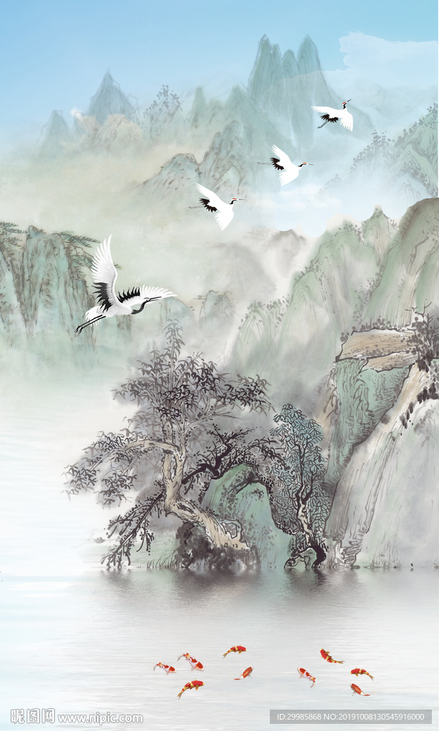 大气禅意山水画 TIF分层