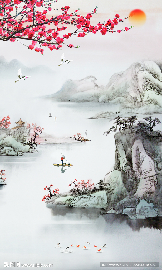 精美中式山水画 TIF分层