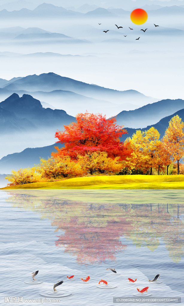 大气中式山水画 TIF分层