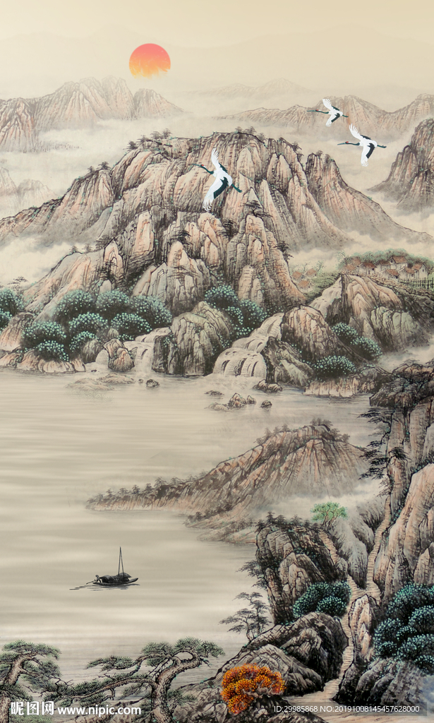 高档中式山水画 TIF分层