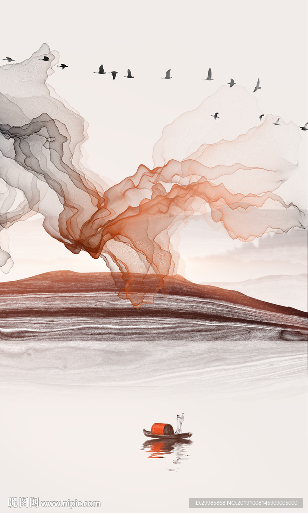 线条山水画 TIF分层