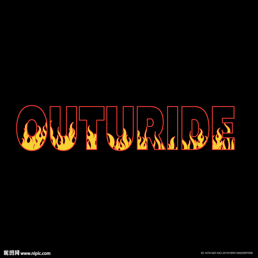 黑底唯美红框火焰字母