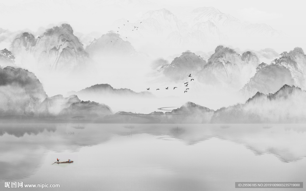 简约新意境山水画 TIF分层