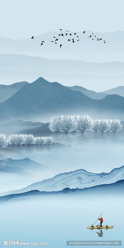 新中式新山水玄关画 TIF分层