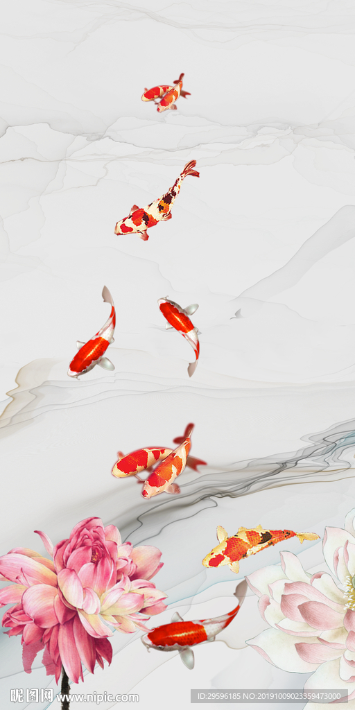 荷鱼爆款山水画 TIF分层