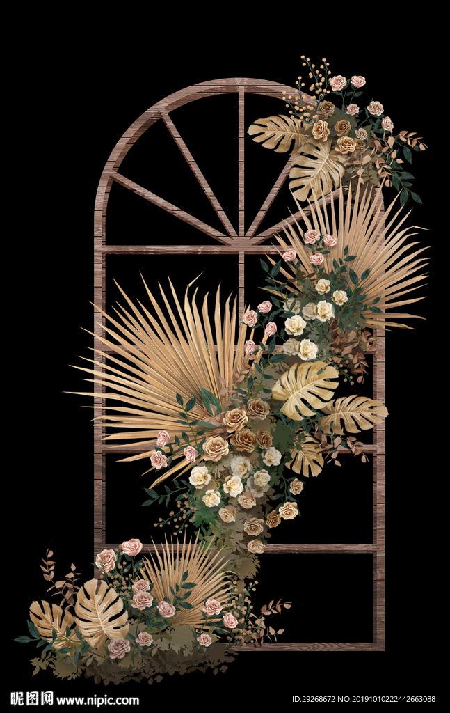 秋色复古ins风婚礼花艺PSD