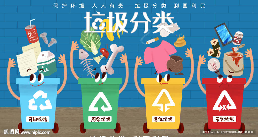 垃圾分类标语 垃圾分类背景t