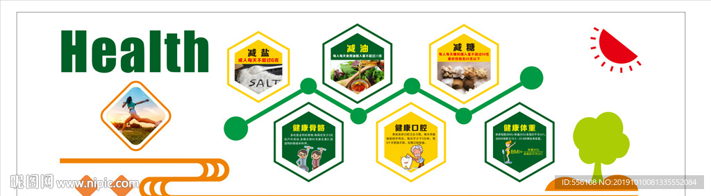 三减三健健康宣传文化墙